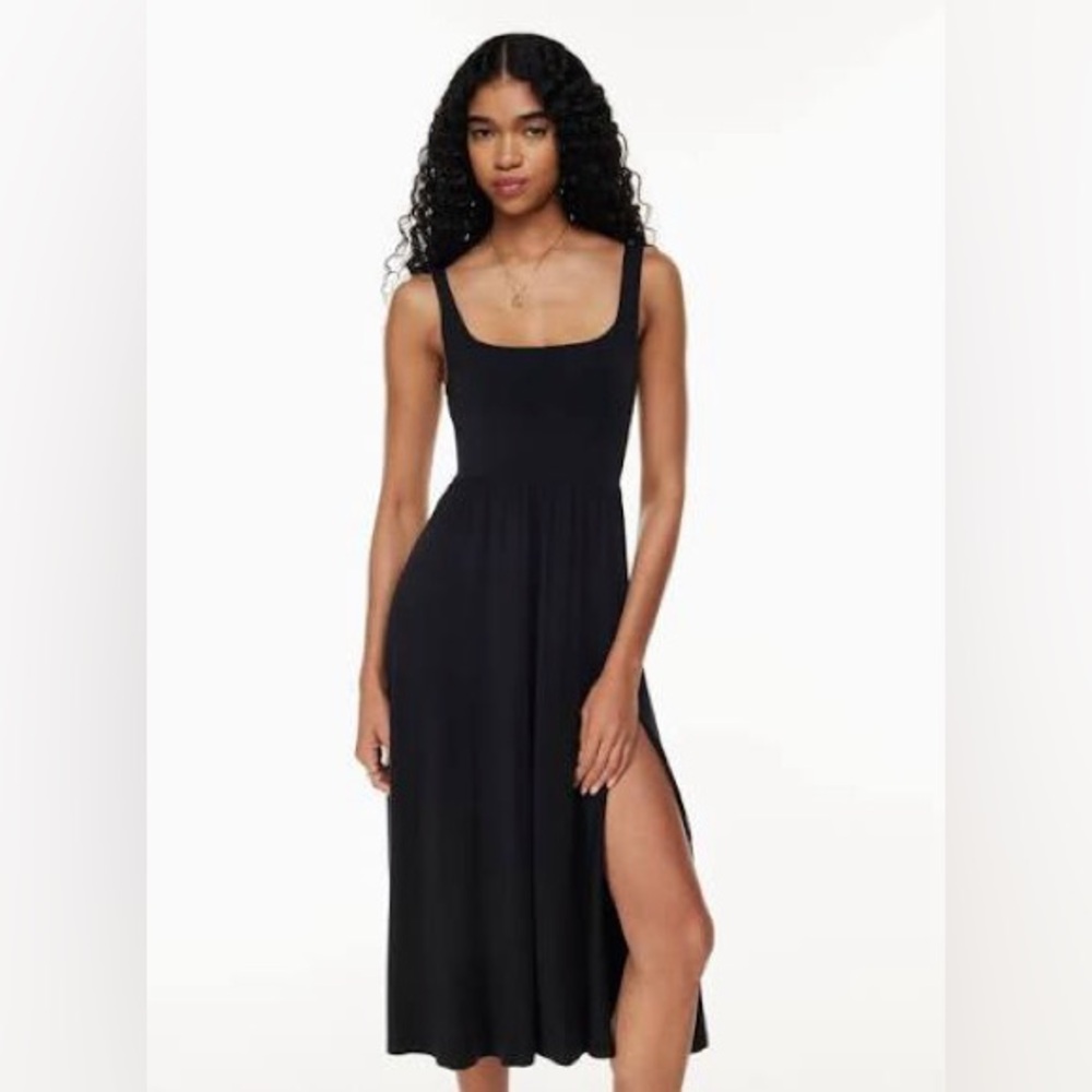 Aritzia Wilfred market slit dress black L NWOT